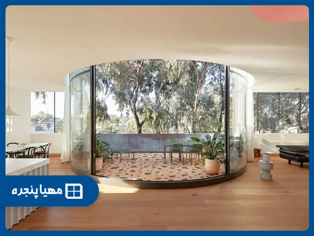 پنجره دوجداره خم upvc و آلومینیومی